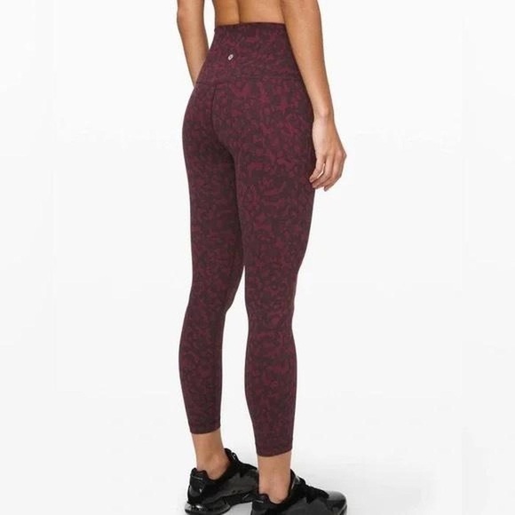 Lululemon Align High Rise Purple Leopard Leggings Cropped - Picture 1 of 8